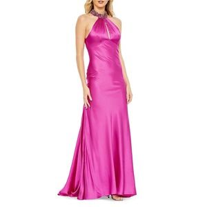 Mac Duggal Satin Halter Sheath Gown Size 4